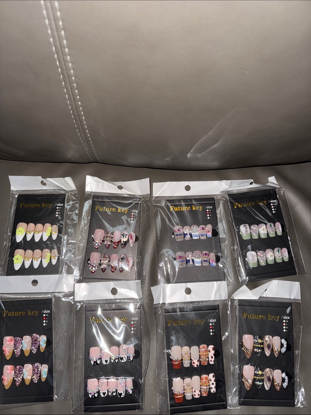 Future Key Press-On Nail Set - Pink & Pastel Multi-Color Designs (8 Packs) ✨